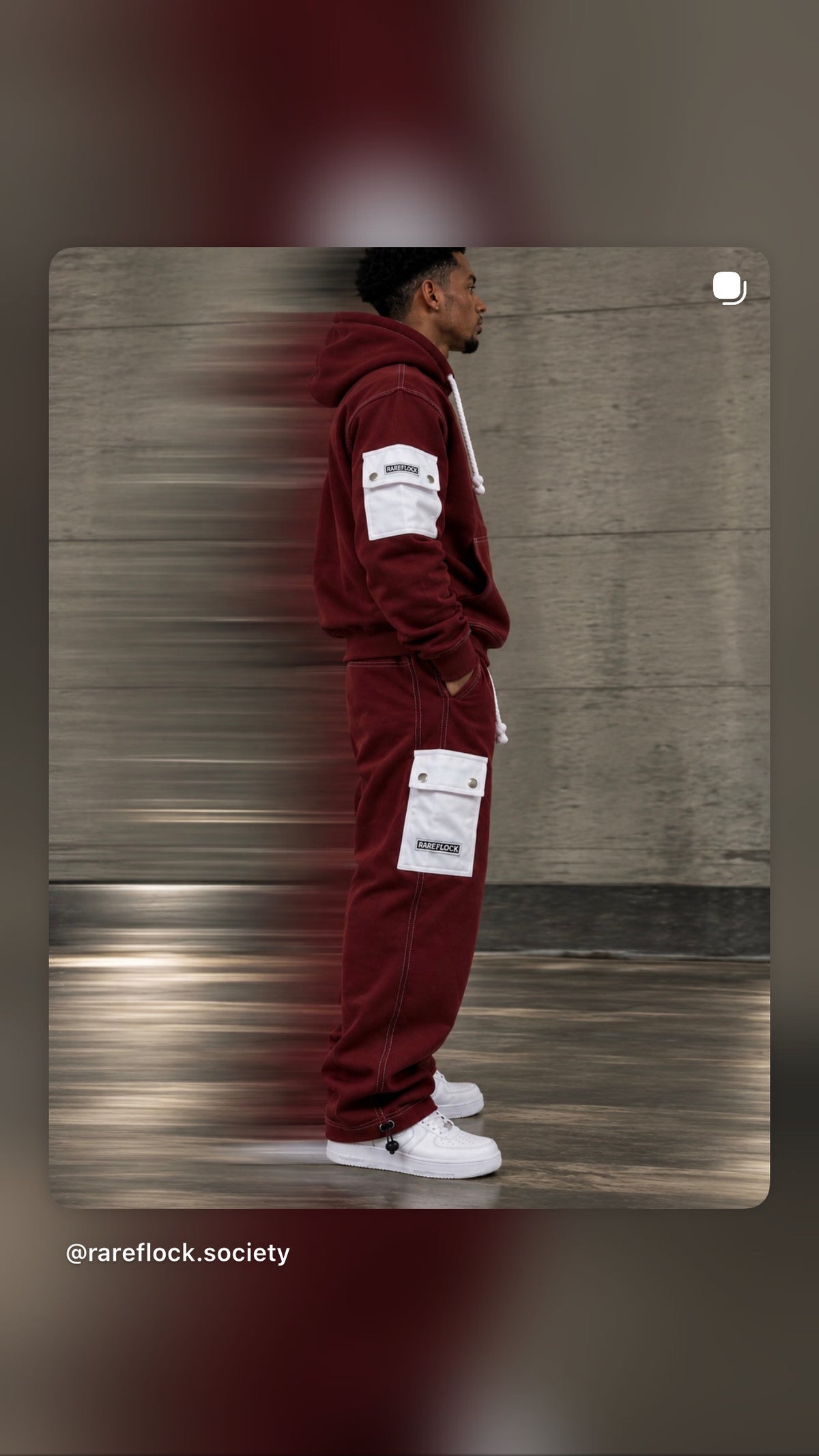 RARE FLOCK Burgundy Cargo Tracksuit Set