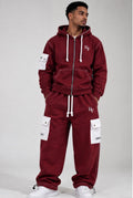 RARE FLOCK Burgundy Cargo Tracksuit Set