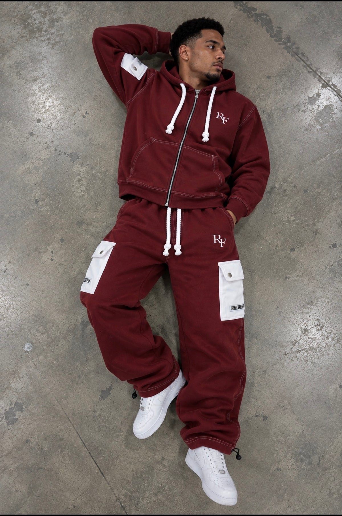 RARE FLOCK Burgundy Cargo Tracksuit Set