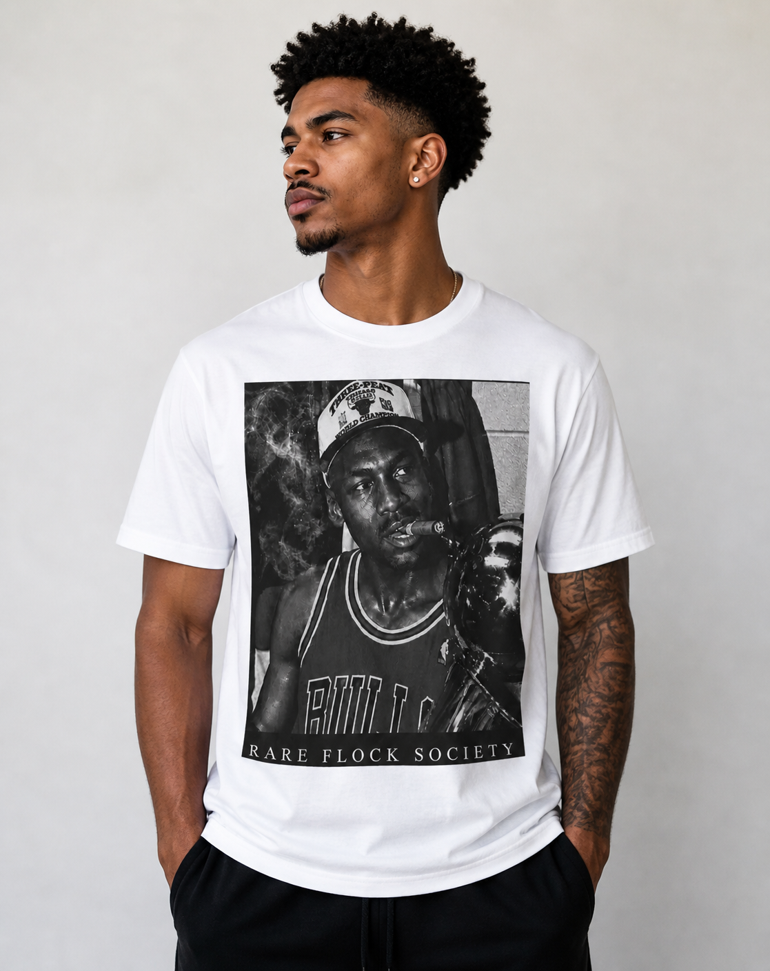 Rare Flock Society “Legacy in Smoke” Oversized Graphic T-Shirt – Black