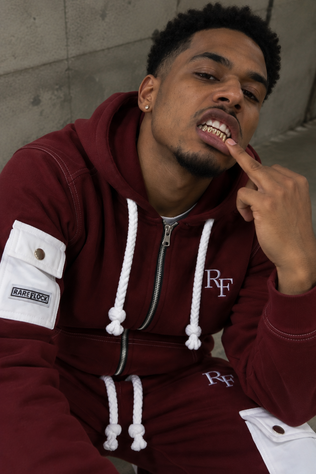 RARE FLOCK Burgundy Cargo Tracksuit Set