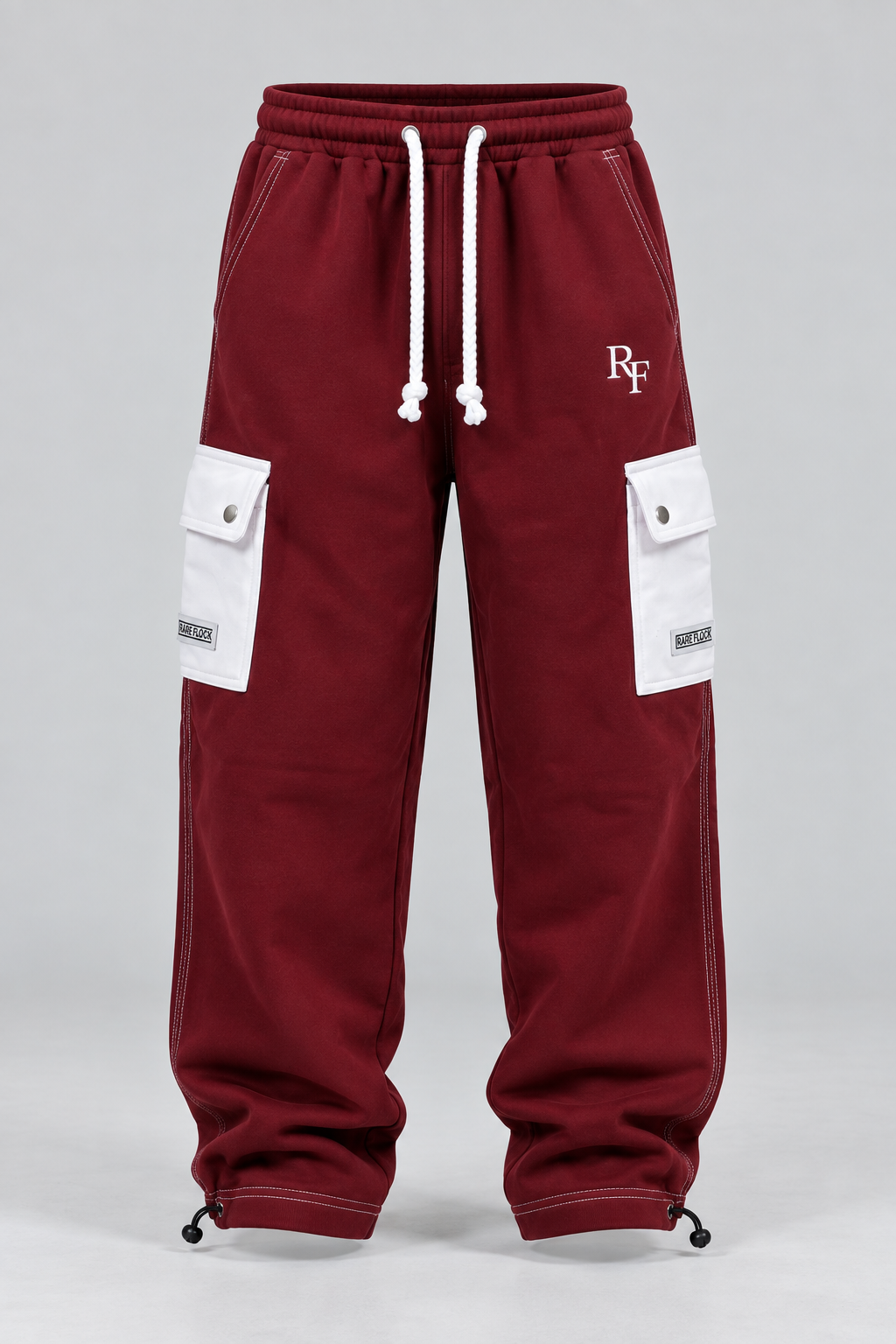 RARE FLOCK Burgundy Utility Cargo Trousers