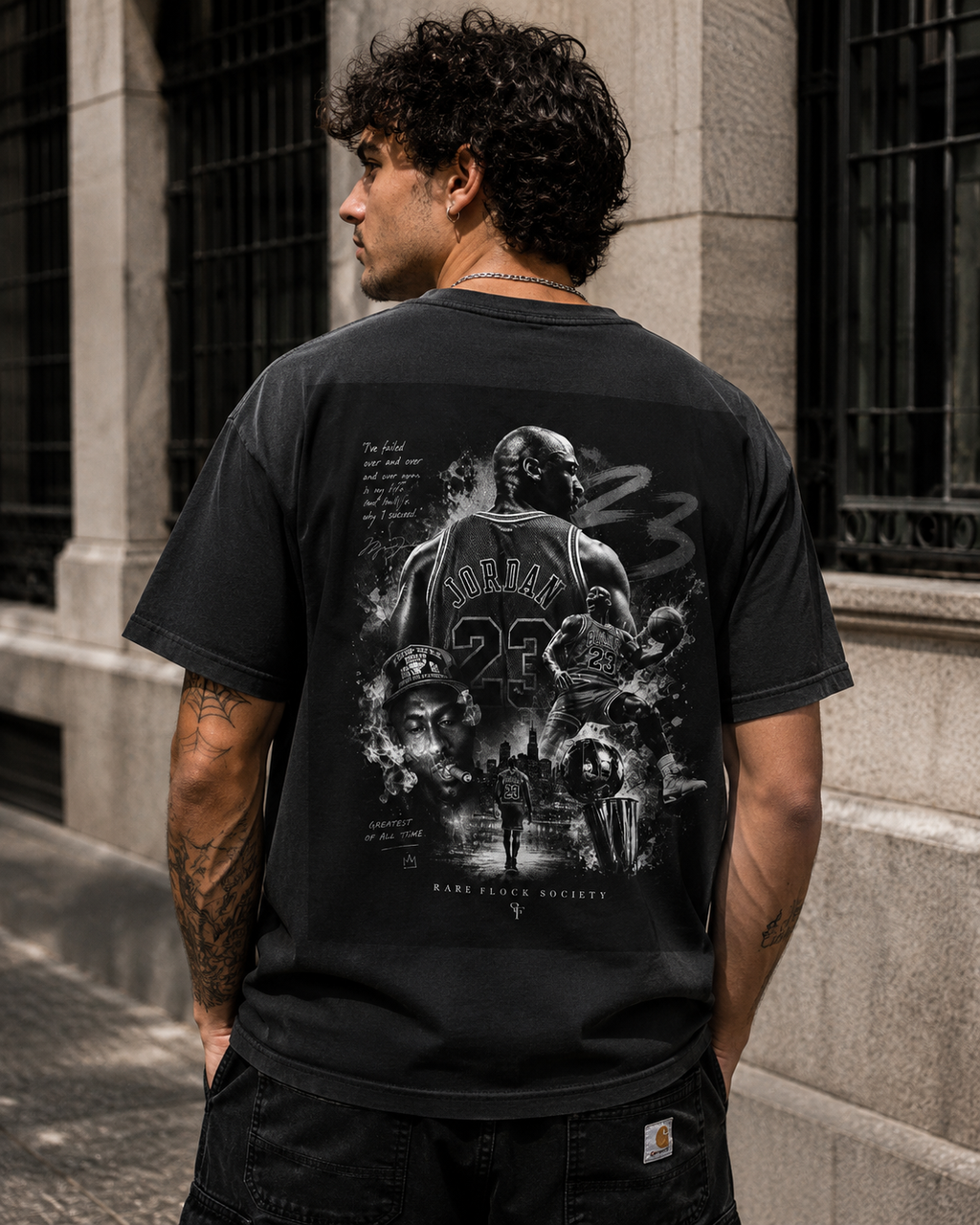 Rare Flock Society “Legacy in Smoke” Oversized Graphic T-Shirt – Black