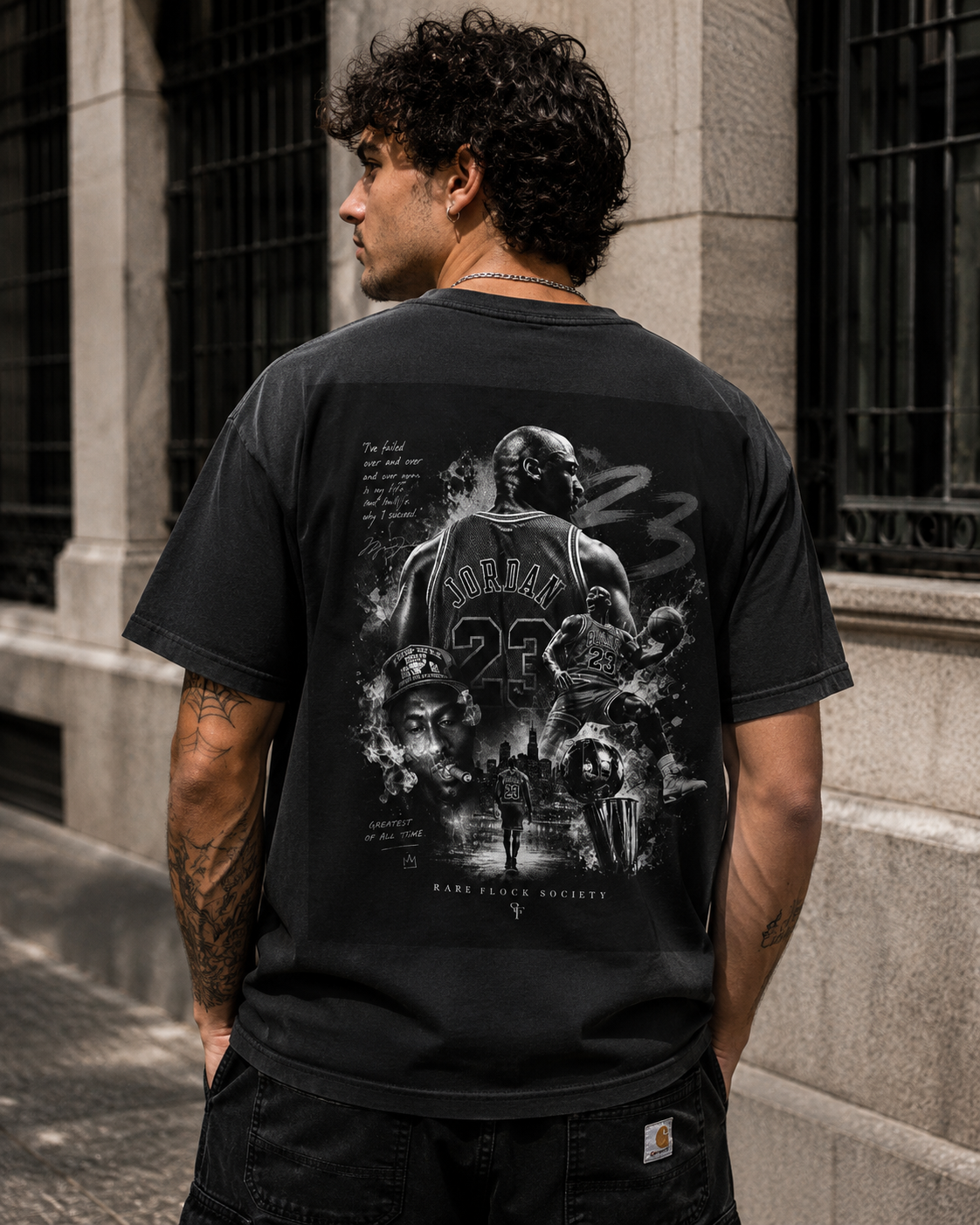 Rare Flock Society “Legacy in Smoke” Oversized Graphic T-Shirt – Black